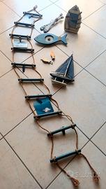 Set 6 pezzi di arredamento marino in legno