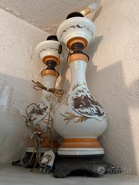 Lampade vintage ceramica e paralumi vetro satinato