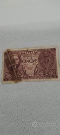 Banconota da collezione Cinque Lire Italia