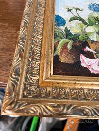 decoupage su tela con cornice in legno