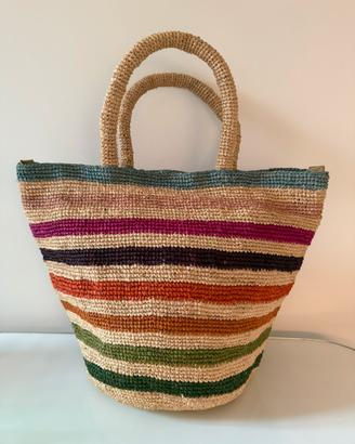 Borsa in paglia con chiusura cerniera