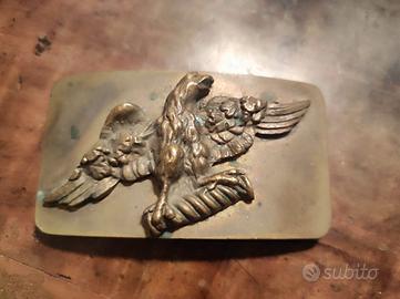 Fibbia Bronzo Aquila e Rocchetto Fonderia Bologna