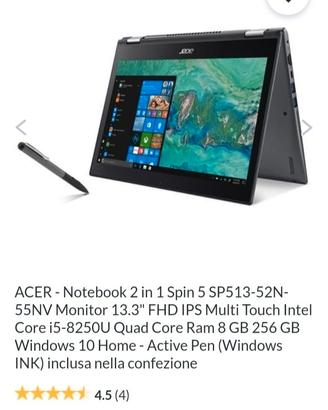 Acer spin 5 2in1 touch screen super pack