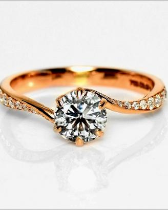 anello oro rosa 18kt con diamanti naturali 