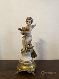 Putto Capodimonte su base dorata con certificato