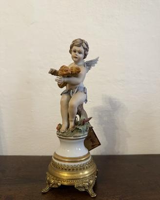 Putto Capodimonte su base dorata con certificato
