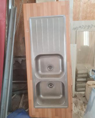 Lavello inox ikea doppio  e piano lavoro e scarich