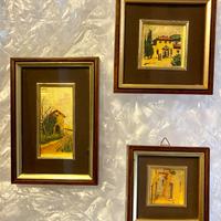 Quadretti in legno con stampe su foglia d'oro