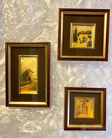 Quadretti in legno con stampe su foglia d'oro