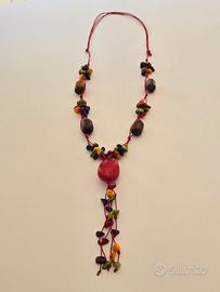 Collana lunga in tagua