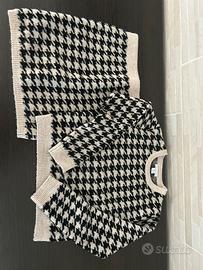 Completo maglioncino e gonna  nero beige