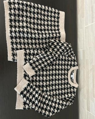 Completo maglioncino e gonna  nero beige