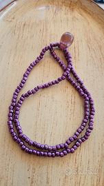 collana di perline vetro con pendente Murano