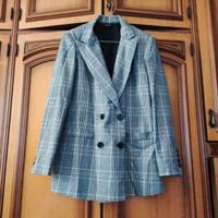 blazer scacchi grigia donna 