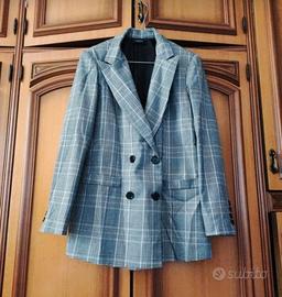 blazer scacchi grigia donna 