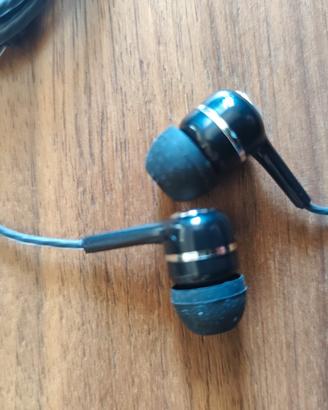 Auricolari neri con filo e microfono cuffie jack 