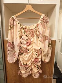 Vestito Corto Arricciato Floreale (Made in Italy)