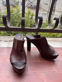 Sabot di pelle marroni Santoni
