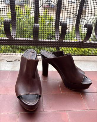 Sabot di pelle marroni Santoni