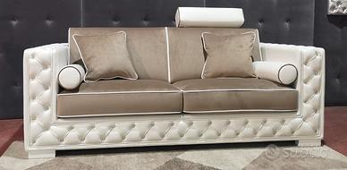 Divano sofa 2 posti Chester new in pelle e tessuto