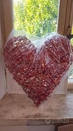 Cuori in vimini "rattan" colore   rosso