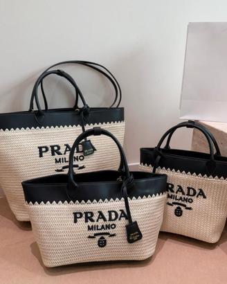 Borsa a mano intrecciata da donna Prada