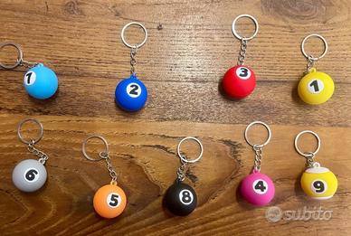 Portachiavi, lotto nove palline biliardo in gomma
