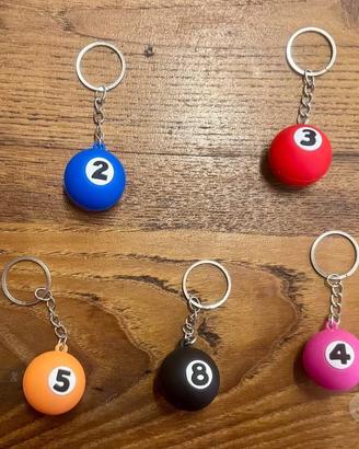 Portachiavi, lotto nove palline biliardo in gomma