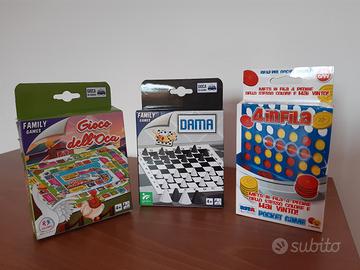 Set n.3 giochi tascabili - Gioco dell'oca - Dama