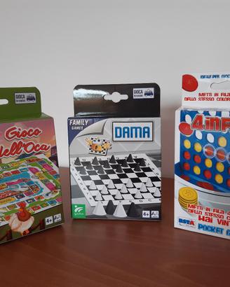 Set n.3 giochi tascabili - Gioco dell'oca - Dama
