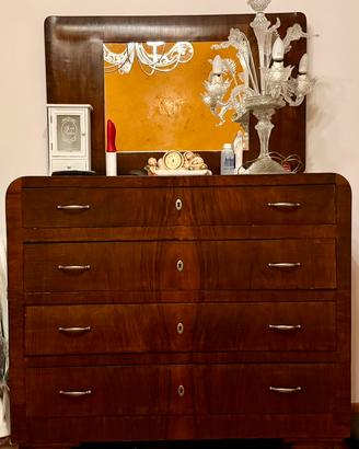Comò cassettone stile Biedermeier con specchiera