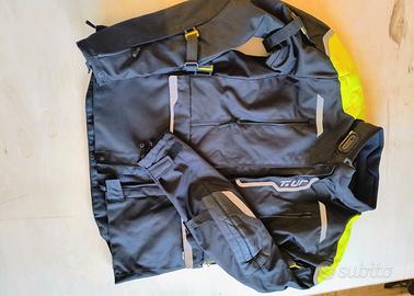 Giacca moto in tessuto nera giallo
