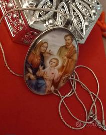 Collana con Sacra Famiglia Argento925 cm60