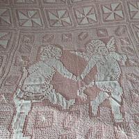 Coperta Matrimoniale in filet fatto a mano