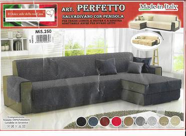 COPRIDIVANO PER DIVANO 3 POSTI CON PENISOLA 250 cm