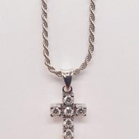 COD.192-20 COLLANA+CROCE ORO BIANCO 18K 750