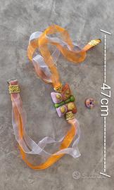 Collana artigianale a nastro in organza arancione 