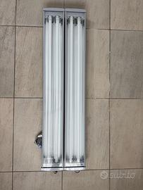 BEGHELLI 2 PLAFONIERE STAGNA T8 ACCIAIO