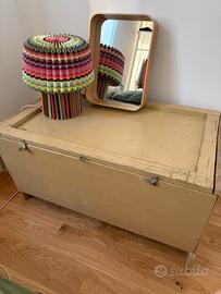 Baule comodino vintage ocra