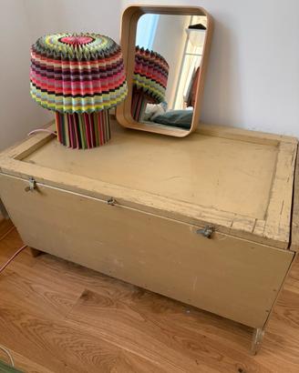 Baule comodino vintage ocra