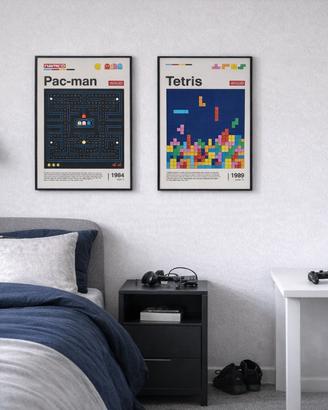 Set 2 Poster A3 – Pac-Man & Tetris | Design retrò