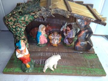 Presepe legno artigianale vintage epoca an 60