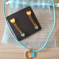 Parure gioielli cuore azzurro