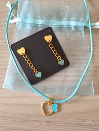 Parure gioielli cuore azzurro