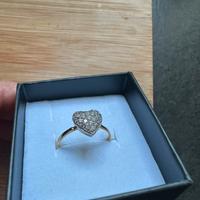 Anello oro -cuore  di zirconi