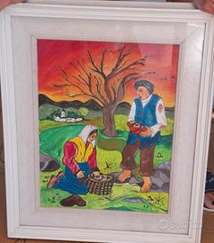 Quadro Naif/figurativo scena campestre Bertorelli