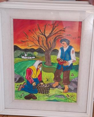 Quadro Naif/figurativo scena campestre Bertorelli