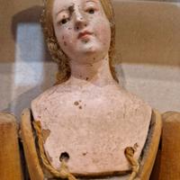 Bambola antica in legno e cotto 