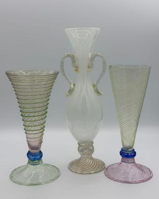 Servizio caraffa e bicchieri in vetro di murano