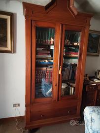 Antica Libreria Vetrina a 2 Ante in Legno Massello